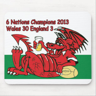 Welsh Dragon, 6 Nations Champions, Wales v England Mouse Mat
