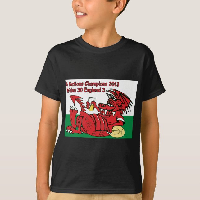 Welsh Dragon, 6 Nations Champions, Wales v England T-Shirt (Front)