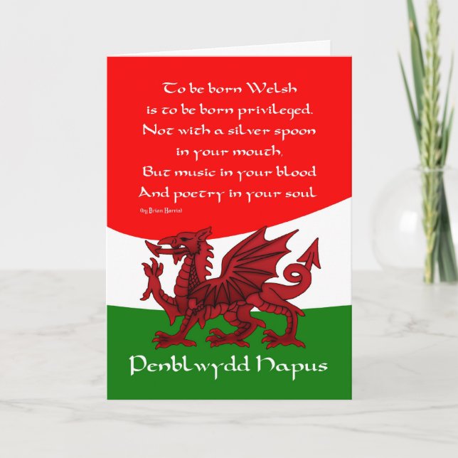 Welsh Dragon Birthday Card - Poem by Brian Harris (Front)