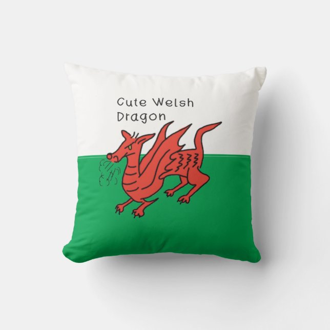 Welsh dragon cushion throw pillow red dragons (Front)