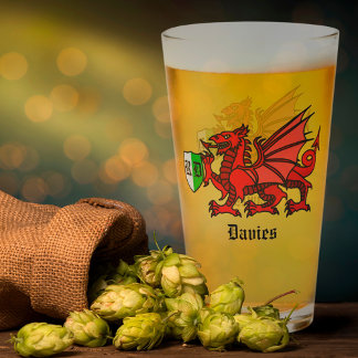 Welsh Dragon Custom Name and Monogram Glass