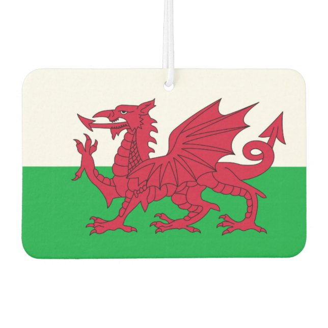 Welsh dragon flag car air freshener (Front)