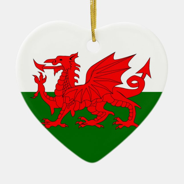 Welsh Dragon Flag Ceramic Tree Decoration (Front)