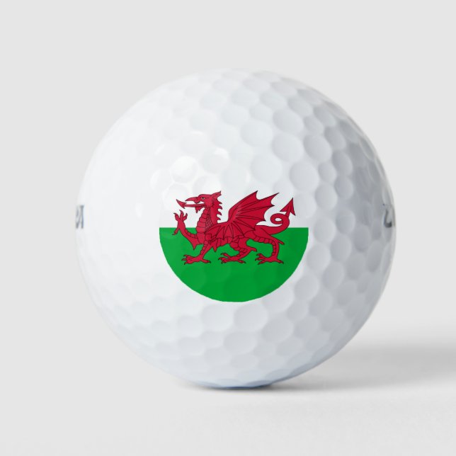 Welsh dragon flag golf balls (Front)