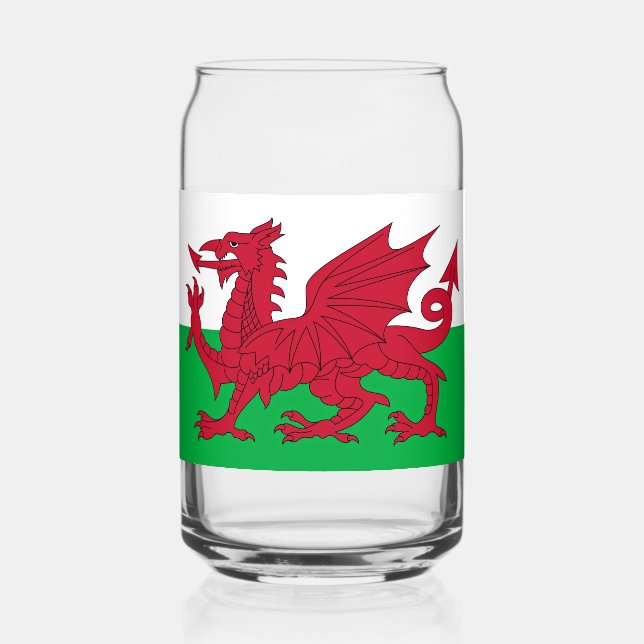 Welsh Dragon ~ Flag of Wales Can Glass (Front)