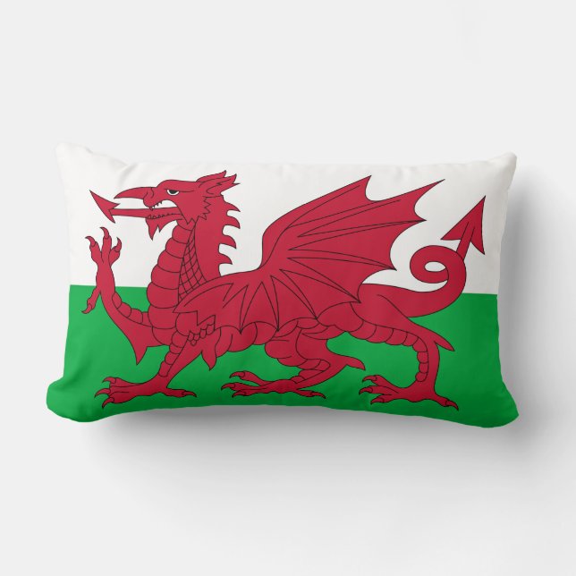 Welsh Dragon ~ Flag of Wales Lumbar Cushion (Front)