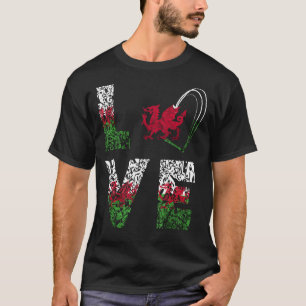 Welsh Dragon Heart Love Wales Flag Cymru Welsh Roo T-Shirt