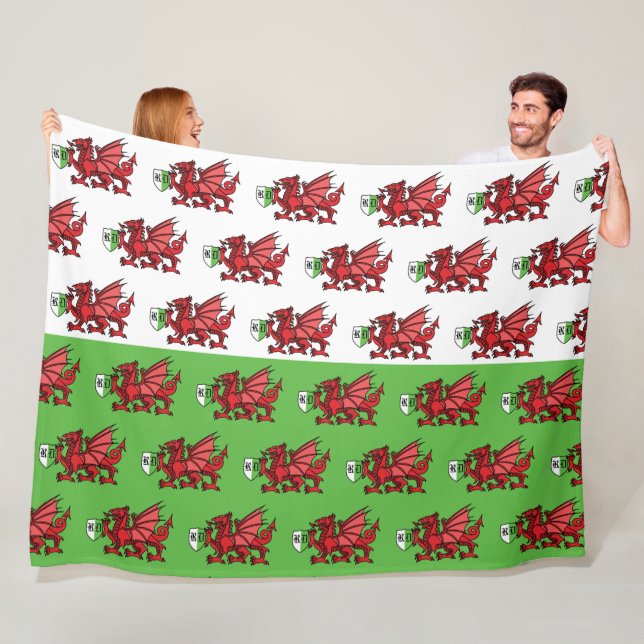 Welsh Dragon Monogram Fleece Blanket (In Situ)