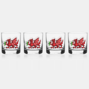 Welsh Dragon Monogram Whiskey Glass