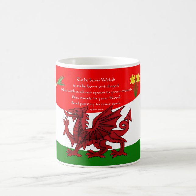 Welsh Dragon Mug With Poem By Brian Harris (Center)