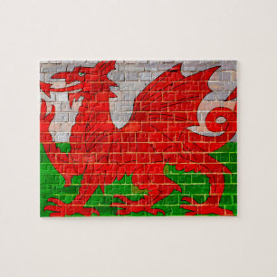 Welsh dragon on a brick wall jigsaw puzzle
