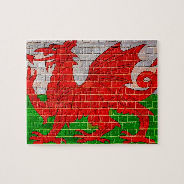 Welsh dragon on a brick wall jigsaw puzzle (Horizontal)