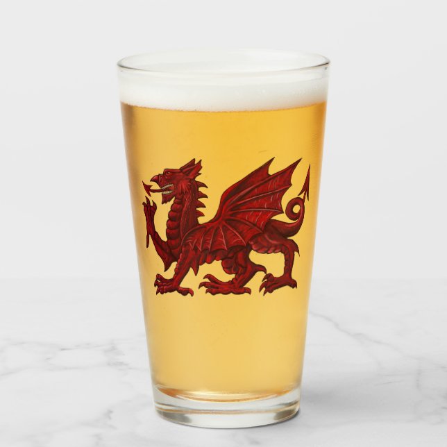 WELSH DRAGON PINT GLASS (Front Filled)