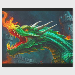 Welsh Dragon Provides Heating for English Castle Wrapping Paper