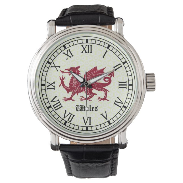 Welsh Dragon Watch - Roman Numerals (Front)