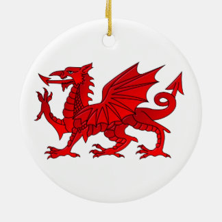 Welsh Dragon With a Bevel Effect Ceramic Tree Decoration