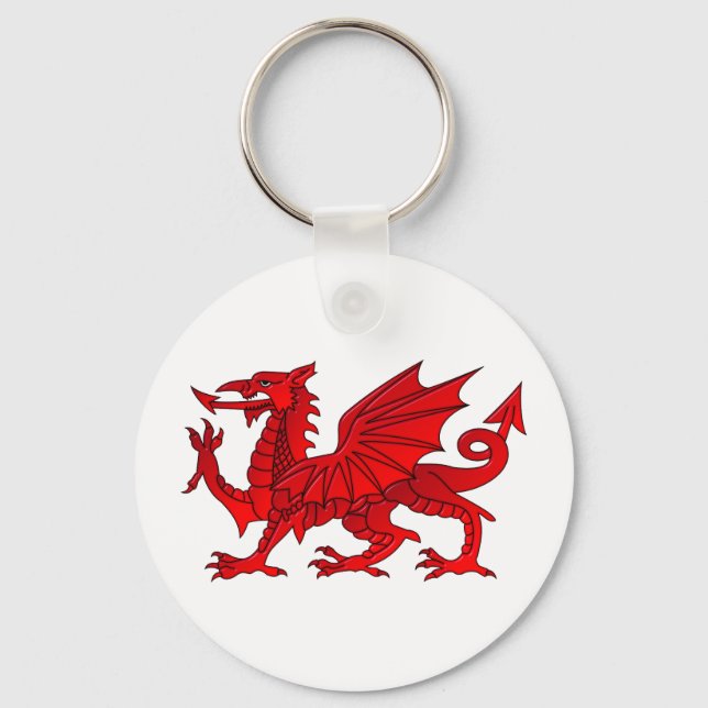 Welsh Dragon With a Bevel Effect Key Ring (Front)