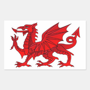 Welsh Dragon With a Bevel Effect Rectangular Sticker