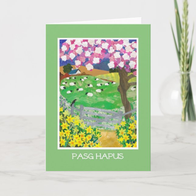 Welsh Easter Card with Countryside in Spring (Front)