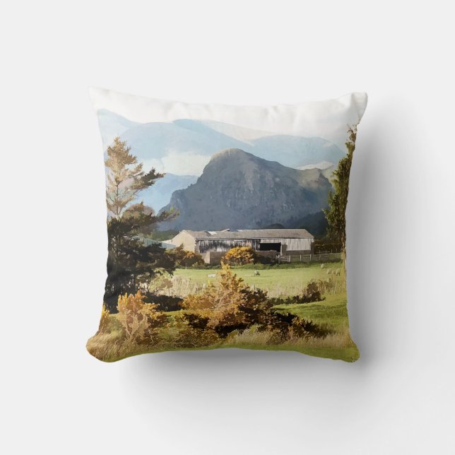 WELSH FARM AND MOUNTAIN LANDSCAPE CUSHION (Front)