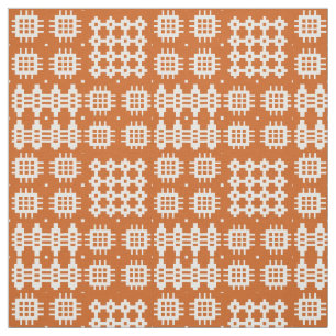 Welsh Faux Tapestry Brick Red on White Pattern Fabric