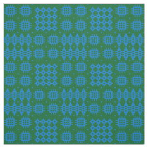 Welsh Faux Tapestry Bright Blue on Green Pattern Fabric