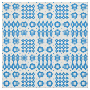 Welsh Faux Tapestry Bright Blue on White Pattern Fabric