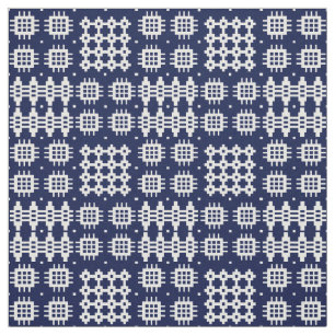 Welsh Faux Tapestry White on Dark  Blue Fabric