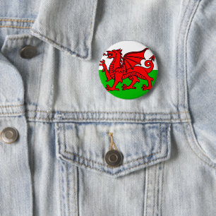 Welsh flag 6 cm round badge