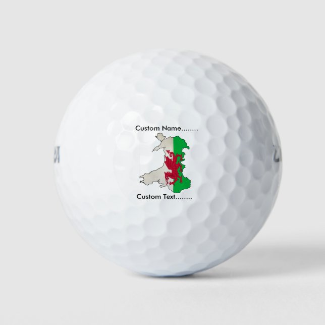 Welsh Flag and Map on a Golf Ball. Golf Balls (Front)