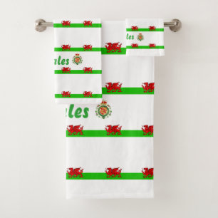 Welsh flag bath towel set