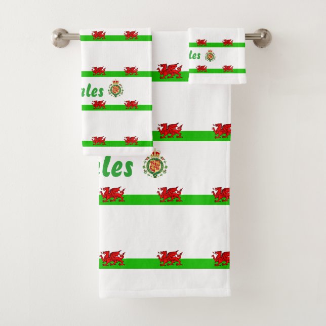 Welsh flag bath towel set (Insitu)
