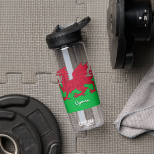 Welsh Flag bottle, Red Dragon, patriotic Wales Water Bottle