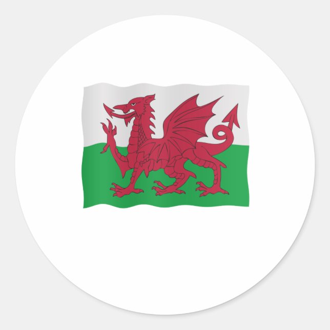 Welsh flag classic round sticker (Front)
