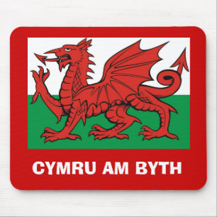 Welsh flag, "Cymru am byth",   The red dragon Mouse Mat
