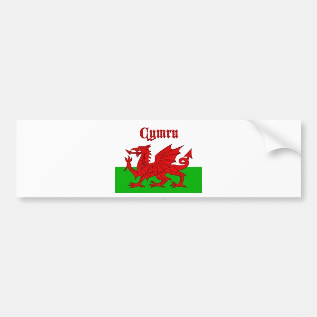 Welsh Flag Cymru Bumper Sticker (Front)