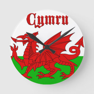 Welsh Flag Cymru Round Clock