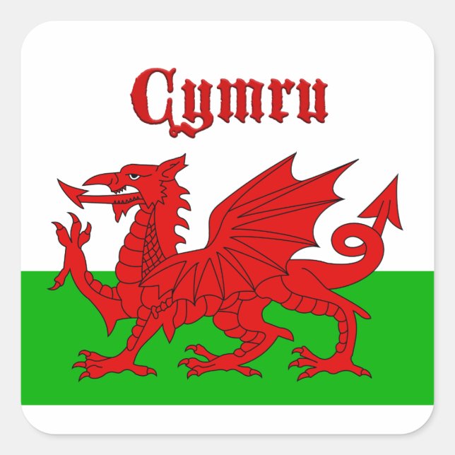 Welsh Flag Cymru Square Sticker (Front)