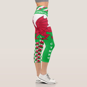 Welsh Flag, Dragon & Wales fashion patriots /sport Capri Leggings