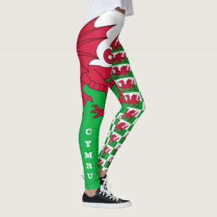 Welsh Flag, Dragon & Wales fashion patriots /sport Leggings