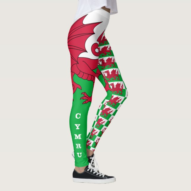Welsh Flag, Dragon & Wales fashion patriots /sport Leggings (Right)
