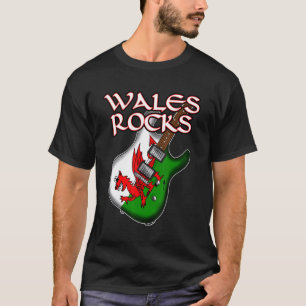 Welsh Flag Electric Guitar Wales Rocks Guitarist T-Shirt