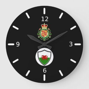 Welsh flag-emblem large clock
