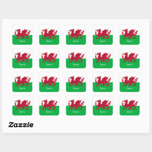 Welsh flag, Emblem & Wales holiday / sports Square Sticker