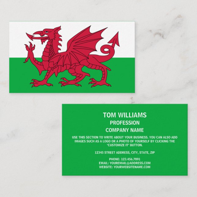 Welsh Flag, Flag of Wales Business Card (Front/Back)