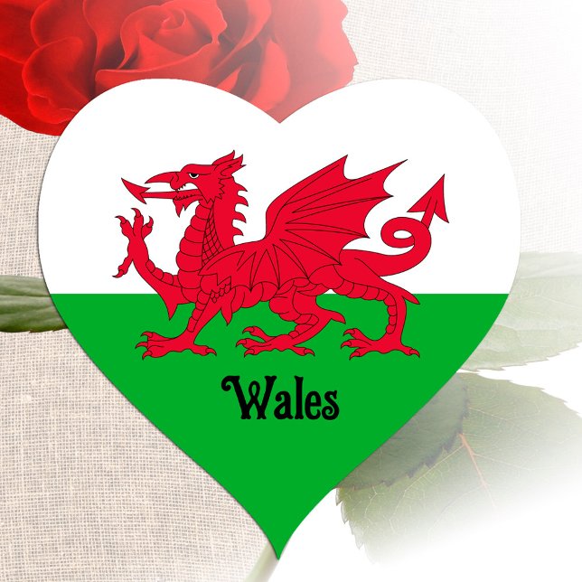 Welsh Flag Heart Sticker, patriotic Wales, Dragon Sticker (Creator Uploaded)