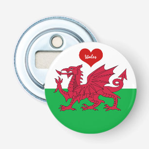 Welsh Flag & Heart, Wales party /sports Cymru Bottle Opener