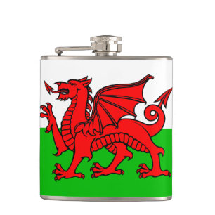 Welsh flag hip flask