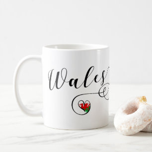 Welsh Flag In Heart, Wales Coffee Mug