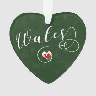Welsh Flag In Heart, Wales Ornament